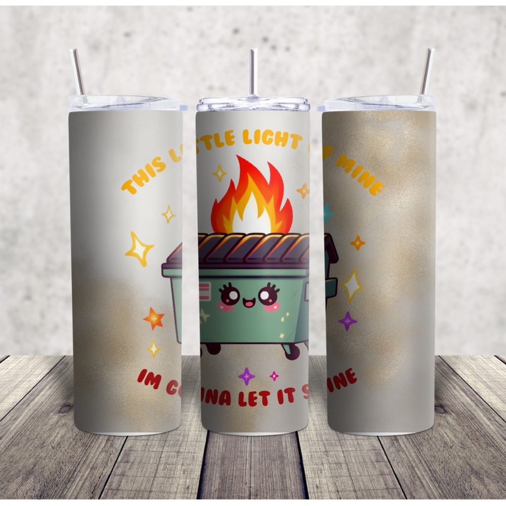 Hand Crafted Colorful Dumpster Fire Sublimation Tumbler